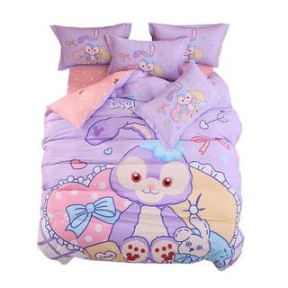 Girly four-piece children's pure cotton three-piece bed sheet set