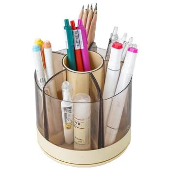 Large capacity 360 degree rotating pen holder desktop storage box