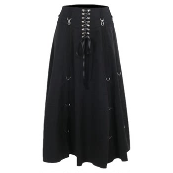 Wannathis halloween subculture two-wear a-waist skirt festivals on long skirt black dance