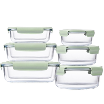 Glass compartmented lunch box large-capacity bowl for office workers insulated lunch box microwave oven heating lunch box crisper box