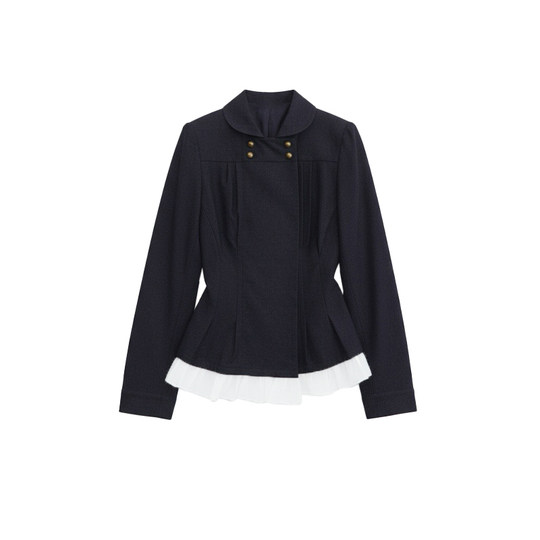 SPEAR YOUTH“无可替代”双排扣牛仔打褶收腰衬衫通勤上衣外套