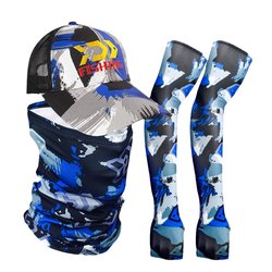 Fishing cap fishing men's sun protection equipment three-piece set ice silk mask sunshade face protection suit special lure hat