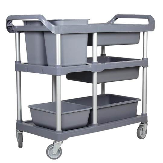 酒店收餐车三层小手推车收碗车带垃圾桶多功能塑料餐厅饭店商用撤