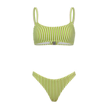 Yukariswim green striped split swimsuit for women