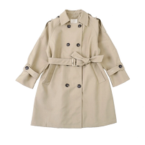 Vêtements de vent de la fille en style long 2024 Vêtements de printemps nouveau grand air étranger grand enfant Version Han bouton double ligne pour ramasser la veste de taille pour le printemps et lautomne