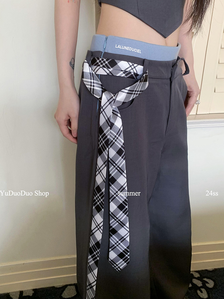 High-End Niche Design Narrow Tie for Women, Retro College Style Casual Ribbon, Versatile and Fashionable Multi-Functional Belt
