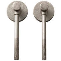 Georgi San San antique silver knurled wooden door lock with aged silent magnetic indoor medieval door handle