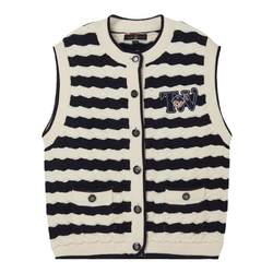 TeenieWeenie Bear Loose ສາມມິຕິລະດັບ Striped Vest Vest Cardigan Jacket ເຄື່ອງນຸ່ງຫົ່ມຂອງແມ່ຍິງ