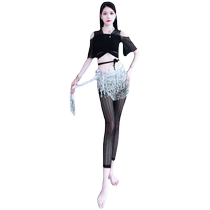 Belly dance new 2024 off-shoulder top hip scarf suit performance clothing performance practice clothing Oriental dance childrens group clothing