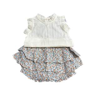 Sweet cotton 2-piece summer flying sleeve suit