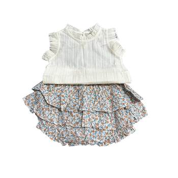 ເດັກຍິງ culottes suit summer style 2024 new style baby summer cotton cotton girls fashionable two-piece set summer