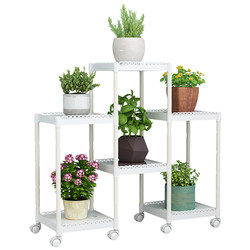 Multi-Layer Indoor Flower Stand with Wheels, Balcony Flower Stand, Plastic Window Sill Shelf for Green Plants and Succulents