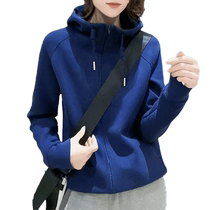 European standing collar sweatshirt jacket for women spring and autumn new style plus velvet loose casual sports zipper hooded cardigan top