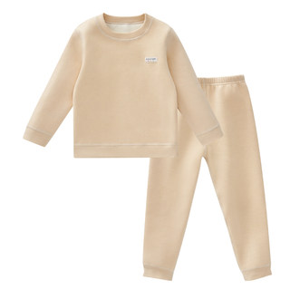 European wool and silk thickened children's autumn clothing set