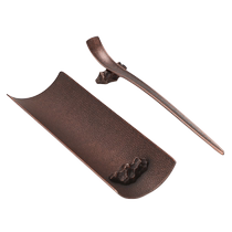 Wanqiantang tea ceremony three-piece set mountain stone element tea clamp holder tea appreciation tea dial combination set imitation antique copper three-piece set