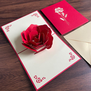 花轿立体贺卡结婚答谢礼物剪纸卡片婚礼请柬3D中式婚庆恋人情人节