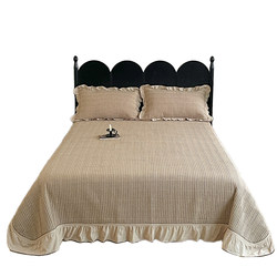 Yarn-Dyed Cotton Washed Cotton Bed Cover Single Piece for All Seasons, Simple Pure Cotton Quilted Bed Sheet with Lace Mattress Three-Piece Set