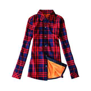 2025韩版秋冬装格子衬衫女长袖加绒加厚外套学生全棉打底保暖衬衣