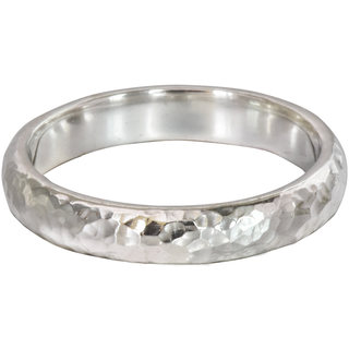 Handmade hammered curved solid silver 999 ring for couple