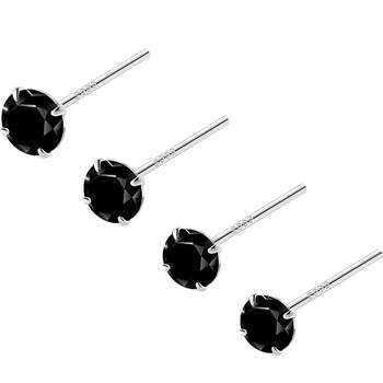 999 sterling silver exquisite black diamond stud earrings