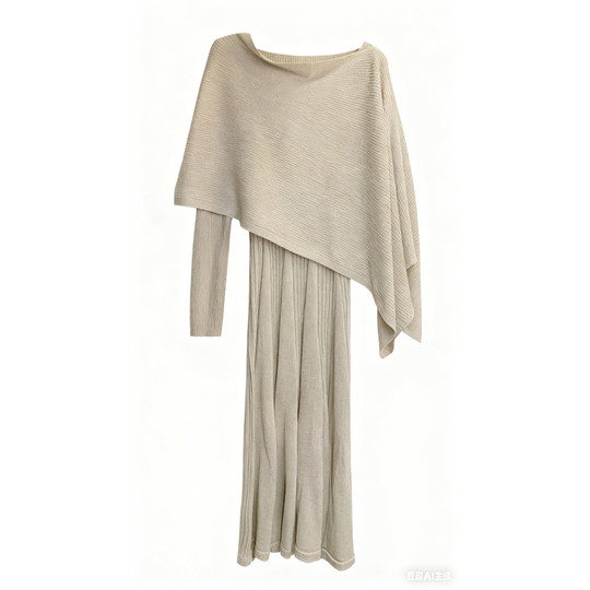 V-neck high-end long skirt and shawl two-piece set for autumn