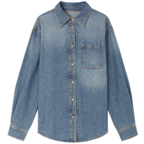 (Get off work on time) orange desire retro denim silhouette casual denim shirt 2024 new autumn style