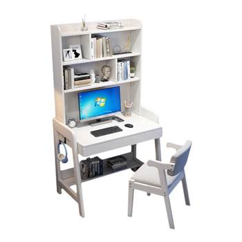 Solid wood simple small apartment home desk bookshelf