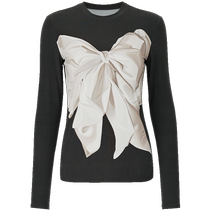 Butterfly Aesthetics] Zhizhi Midnight Butterfly Long Sleeve T-shirt Womens 2024 Autumn New Casual Unique Slim Butterfly Clothes