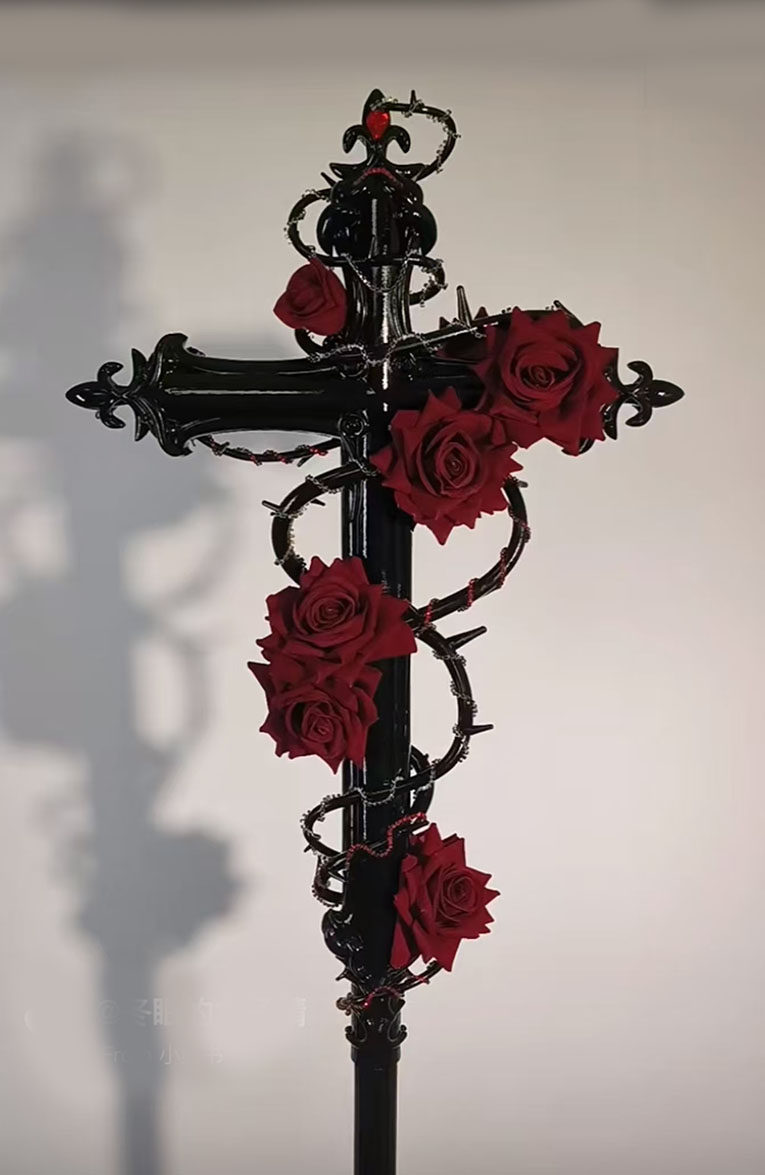 Lolita Scepter, Dragon Bone, Cemetery, Dark Gothic Cross, Cosplay Props, Runway Photoshoot, Halloween