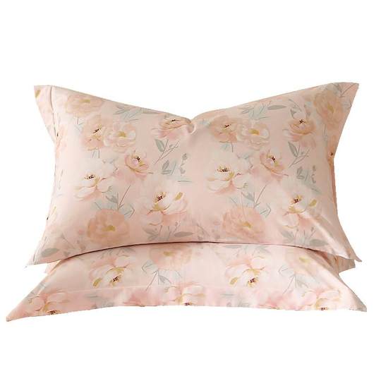 水星家纺全棉对枕套100%纯棉花卉印花枕芯套一对装家用宿舍床品