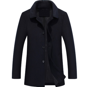Romon Wool Coat Men's Short Winter Lapel Thickened Jacket ອາຍຸກາງແລະຜູ້ສູງອາຍຸພໍ່ Cashmere Wool Coat