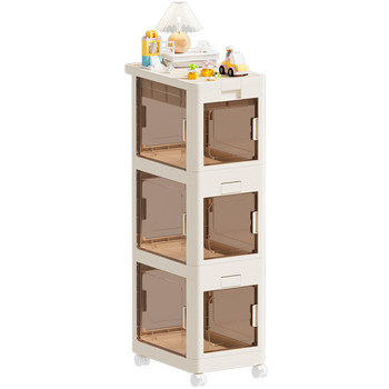 Storage cabinet foldable multi-layer plastic thickened living room toys and snacks storage cabinet storage mobile layered under desk cabinet