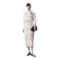 (Artist Inspiration) Masfiel 2024 Autumn New Arrival Art Ink Print Embroidery Waist Dress Women