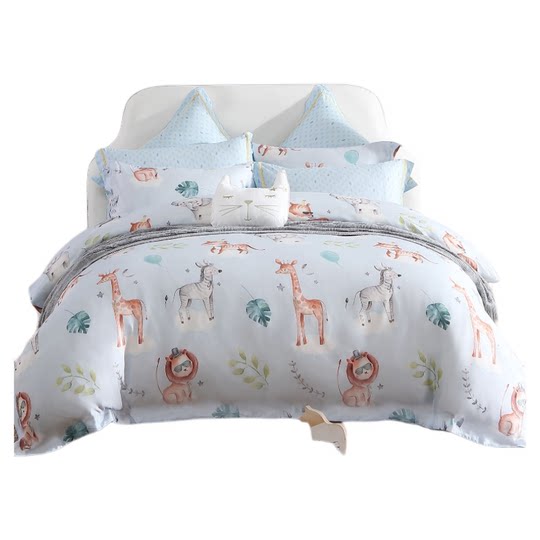 Mengjie Baby 25 новый детский комплект Lenzing Tencel с принтом, студенческий комплект из трех или четырех предметов