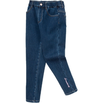 Balabala childrens clothing girls pants childrens jeans winter clothing medium and large childrens casual pants velvet fashionable and trendy