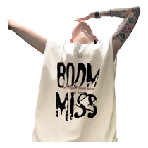 Heavyweight sleeveless t-shirt for men summer high quality thin printed short-sleeved American loose sports vest