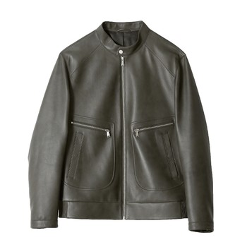 Vicutu stand collar motorcycle jacket men's leather jacket