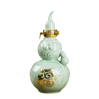 ແກ້ວເຫຼົ້າແວງເຊລາມິກ jingdezhen 1/5/2 kg gourd wine set sealed wine jar wine pot two and a half house decoration bottles empty