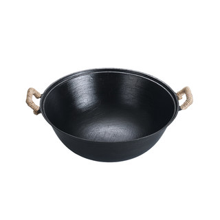 Ancient double-eared deep cast iron pot 32/34cm