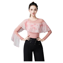 Morden National Label danse blouses Practice Costume 2024 New female automne Latin waltz Jump dance mesh fil Long manches