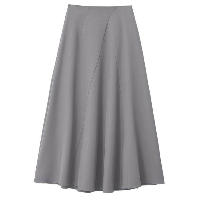 Amii2025 new summer style elegant Hepburn style advanced commuting geometric segmented skirt women's loose A-line skirt
