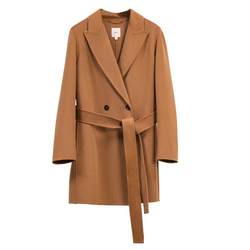 HONRN/Red Man Suit Collar Thin Belt Waist Double-sided Woolen Wool Coat Jacket Women's Autumn and Winter HI59OD008