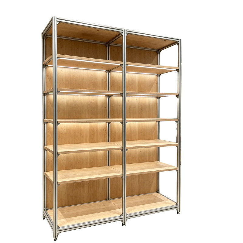 Log aluminum profile tableware island display cabinet ceramic ware tea set home store floor display shelf