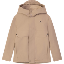 Hazzys Haggis childrens clothing boys windbreaker 24 autumn new breathable three-proof plus velvet removable hooded thick coat