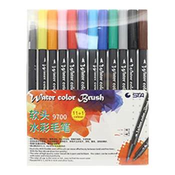 Sta 9700 Soft-Tip Watercolor Brush Pen, Water-Based Dual-Tip Marker Pen, Large-Capacity Colored Pen, Special Graffiti Quick-Drying Drawing Pen for Students and Art Students
