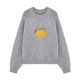 Basic House/Baijiahao cartoon embroidered round neck sweater raboss sleeve pullover thickened knitted top autumn and winter