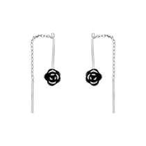 (Self-operated) DAISY BEAUTY black camellia ear wire s999 silver niche high-end gift for girlfriend