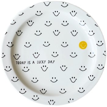 Lucky creative smiley face ceramic plate ins english letters
