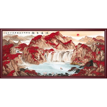 Landscape painting good luck living room hanging painting office good luck decorative painting relying on mountains and rivers to make money landscape painting traditional Chinese painting