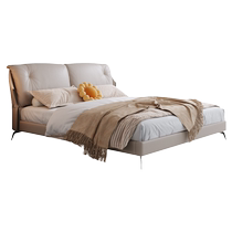 Dipu Italian minimalist leather bed light luxury modern simple cream style designer master bedroom bed 1 8m double wedding bed